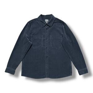 H&M Corduroy Shirt Long Sleeve Button Up y2k Cotton Black Large Baggy Fit